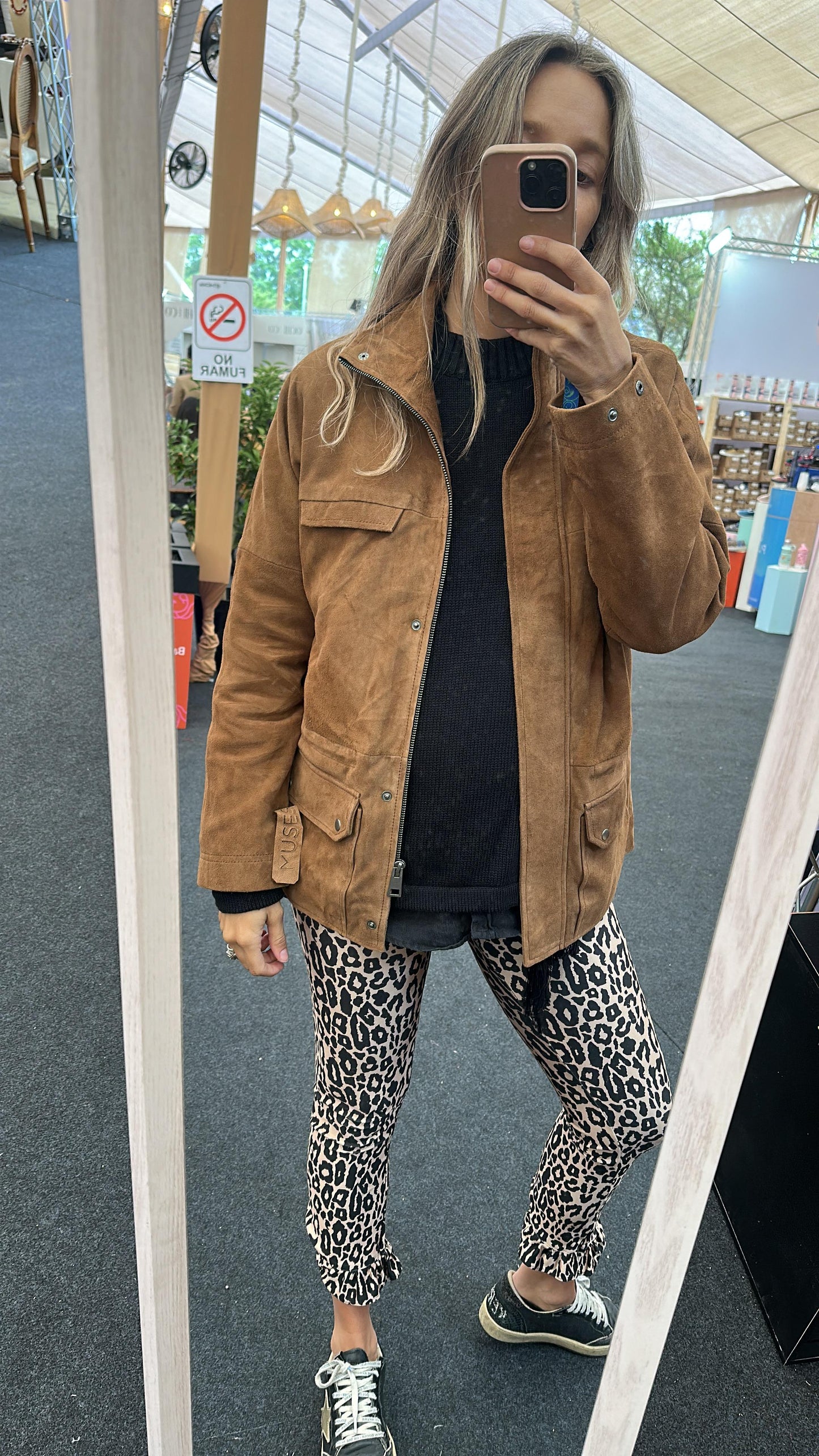 Chaqueta Oversize Gamuza Cafe